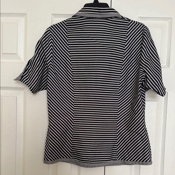 Jones New York Signature Navy & White Striped Button-Up Shirt, Size M - Picture 6 of 8